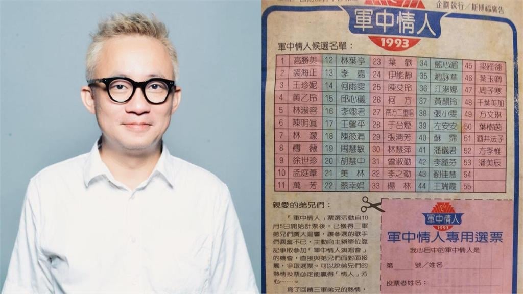 1993年首屆「軍中情人」投票單曝光！他揭策劃內幕竟釣出「王瑞霞、小南方」