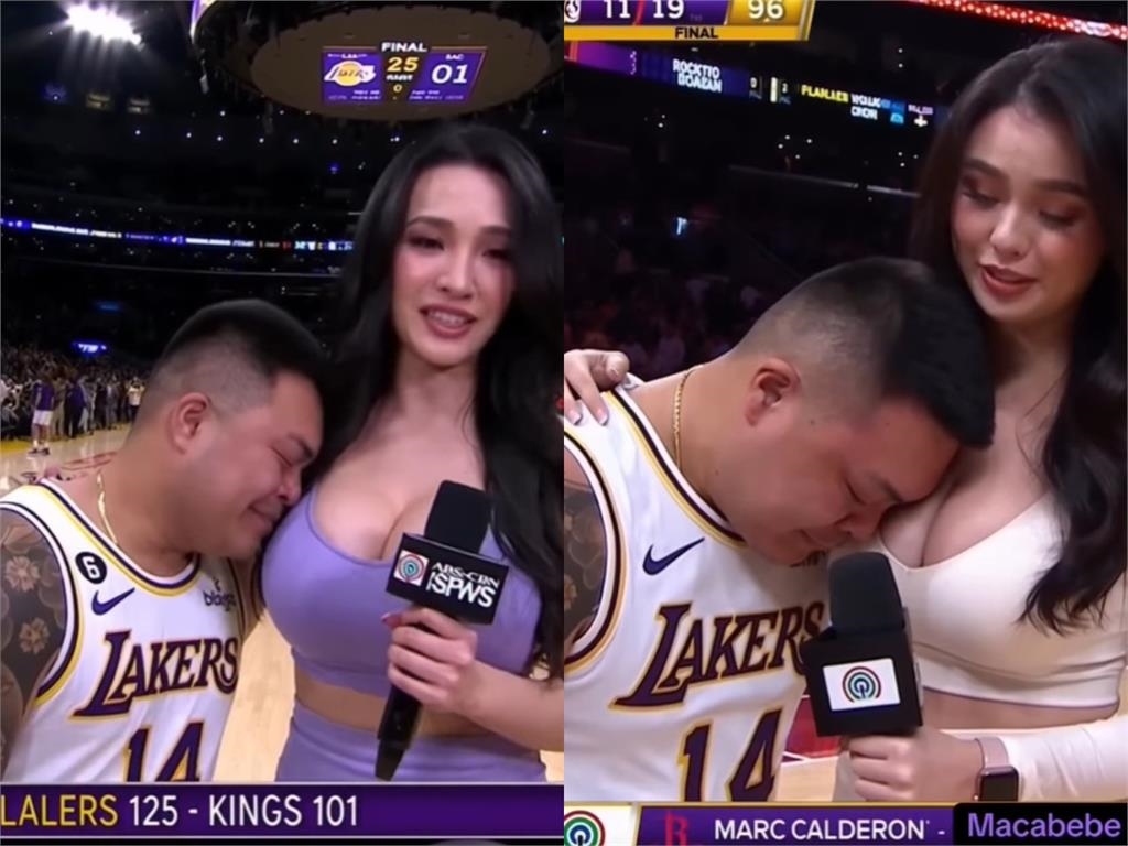 湖人男球迷見輸球崩潰「受訪哭倒女記者懷中」羨慕全場！本尊真實身分曝光