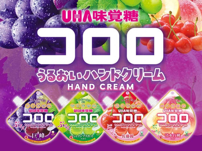 「UHA味覺糖」與「粧美堂株式會社」合作推出的「コロロ護手霜」。（圖／翻攝自livedoornews X）