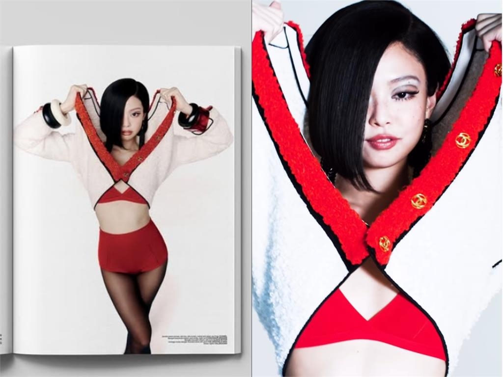 Jennie猛扯毛衣「火紅Bra現蹤」噴大V！暴改「鮑伯頭」登封面網驚：于美人？