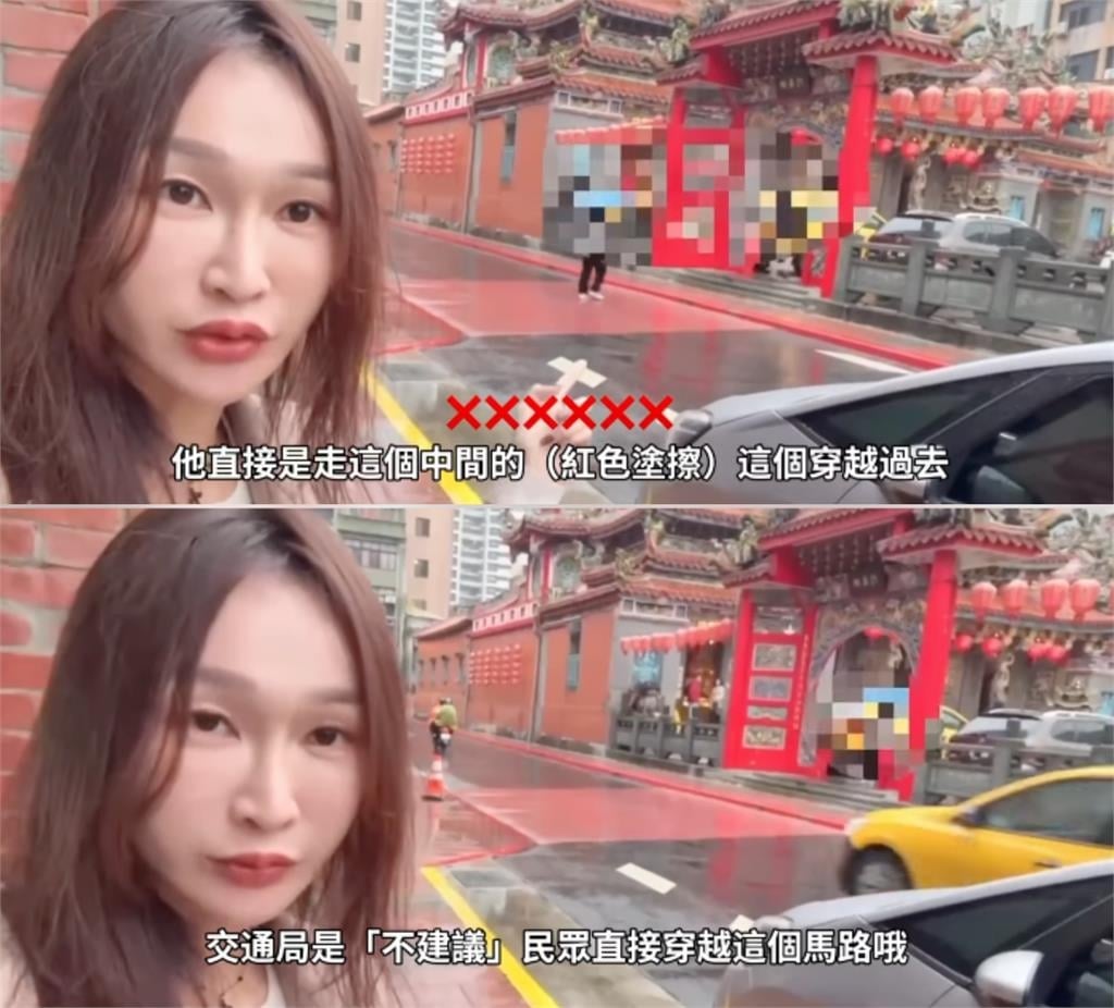 廟前馬路「一大片全塗紅」別亂踩！9成人「當人行道走」慘收500元罰單