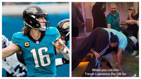 NFL(影)／酒吧裡遇到明星四分衛你會要求什麼？女球迷竟背他做深蹲