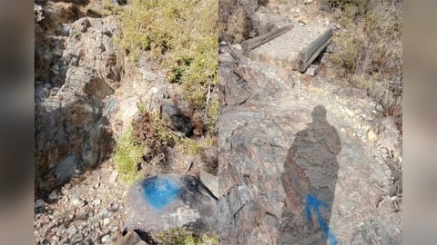 玉山前峰遭「毀容」亂噴謎樣藍點　官方發聲最高罰3000元