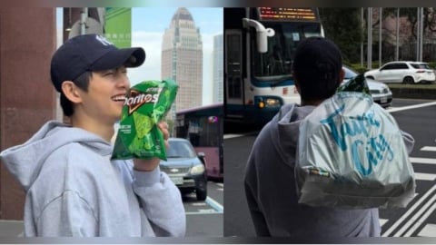 宋仲基「捧香菜多力多滋」在台北街頭燦笑　蔡英文轉發大讚：選得好