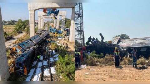 泰國高鐵工程起重機墜落！行駛列車遭砸中翻車起火　至少22死、70傷