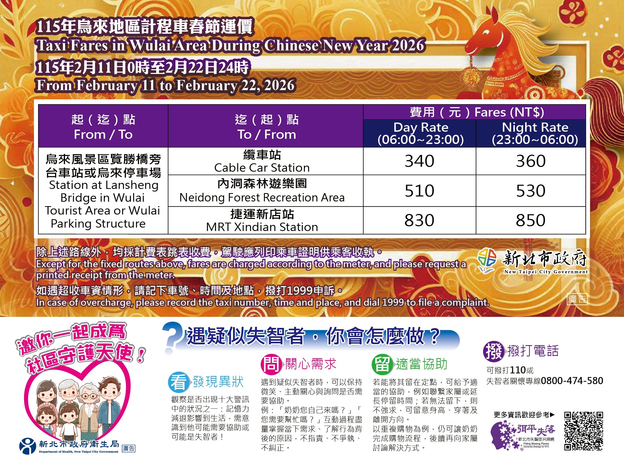 北北基計程車春節加成2/11起實施 12天一律按表收費