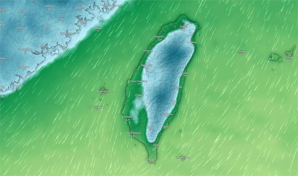 冷空氣傾瀉而下！專家曬1圖驚見「台灣上方一片白茫茫」示警1時段溫度驟降