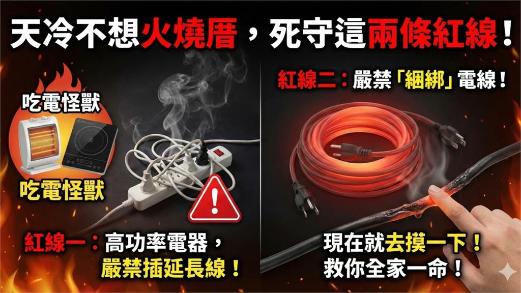 家中延長線「摸到燙燙的快拔掉」！消防員曝「這些徵兆」：是火災發生倒數計時…