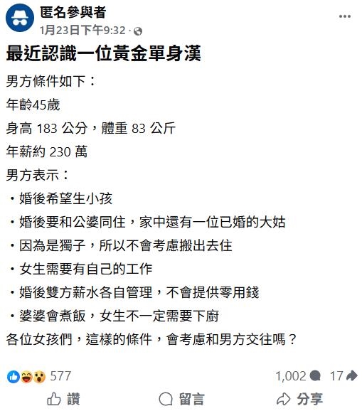 年薪230萬也救不了！黃金單身漢「婚後條件」大公開...全場炸鍋：錢再多也別嫁