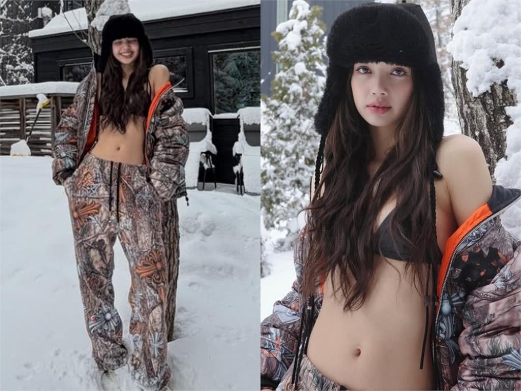 辣妹雪地解放「外衣滑落」竟是Lisa！上身「只剩Bra」網大歪樓：男友視角？