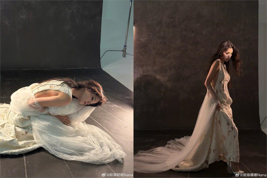歐陽娜娜化身「黑白雙煞」現身微博之夜！側邊「大開鏤空」肉色嫩肌全看光