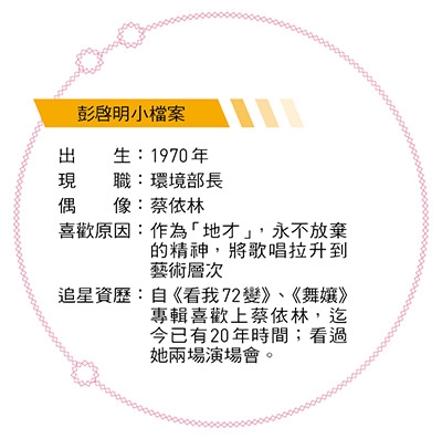 環境部長彭啓明愛蔡依林20年！靠努力成為「地才」：沒人鼓掌的路   也必須走完