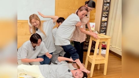 籃籃慘遭「踩臉按摩」痛到失聲!圓臉神奇變V臉