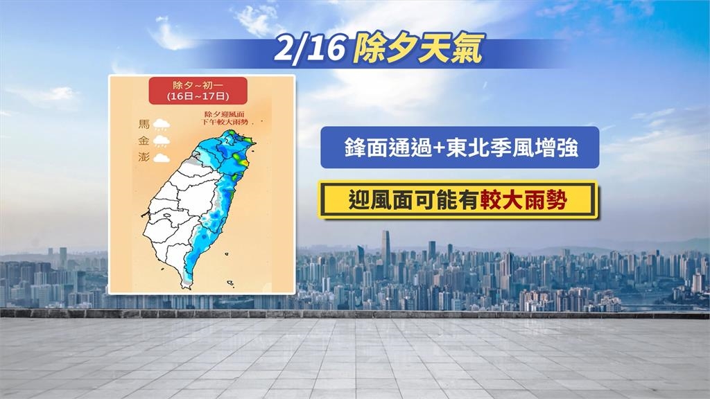 除夕起"鋒面+東北季風增強" 轉為濕涼有感降溫