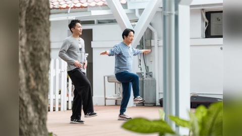 賴清德攜李洋示範居家健康操 籲落實每日30分鐘運動