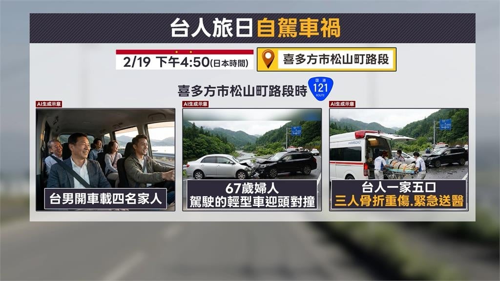 台人一家5口自駕旅日福島車禍!  "3人骨折"重傷送醫