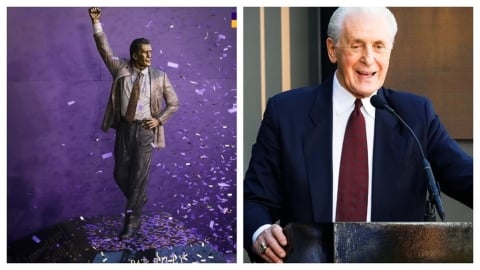 NBA(影)／「鐵血教頭」萊里雕像揭幕！矗立在老東家湖人主場外和賈霸、魔術並列