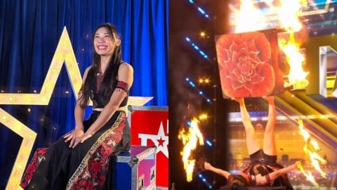 台灣女伶登《達人秀》 腳轉「烈焰火缸」!4位評審起身致敬網:真功夫