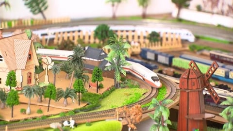 阿公疼孫打造「迷你鐵道園區」　縮小150倍巧奪天工