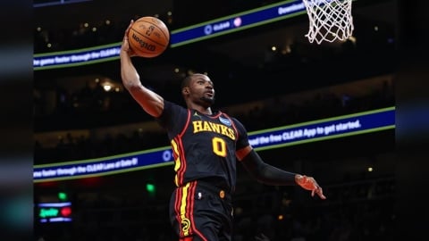 NBA(影)/庫明加終於為新東家老鷹出賽!板凳出發灌籃、三分球樣樣來開心奪勝