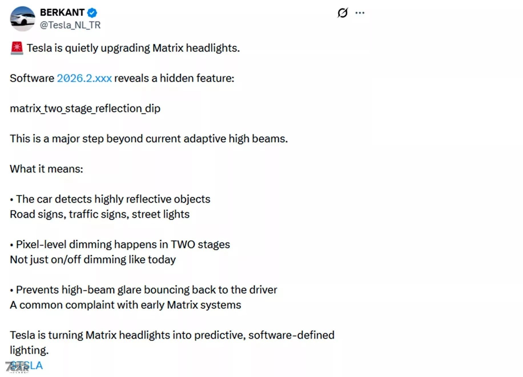 Tesla Matrix 頭燈傳再升級　有望改善反光路牌刺眼問題