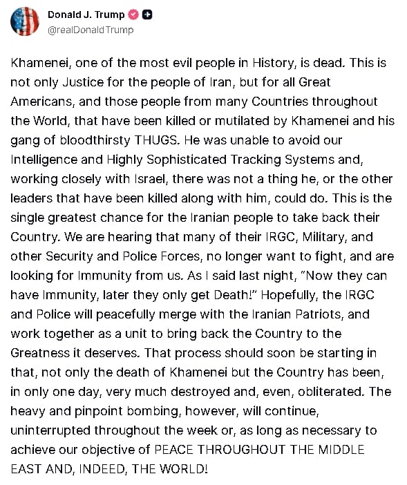 伊朗領袖哈米尼身亡!當川普「說出1句話」她爆:這種時候才是會出事…