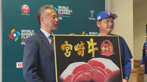 台灣隊抵日迎戰WBC經典賽　宮崎市送10公斤牛肉迎接