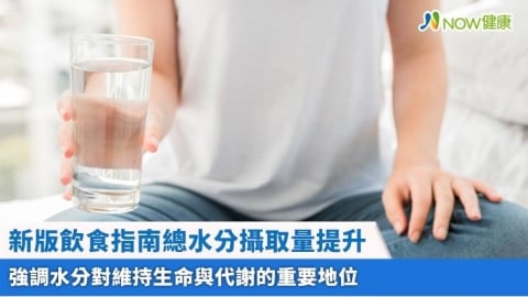 新版飲食指南總水分攝取量提升 強調水分對維持生命與代謝的重要地位