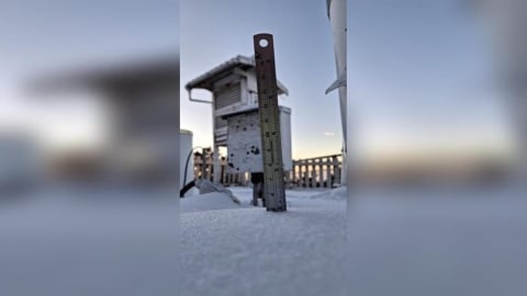 玉山積雪5公分！金黃晨曦照亮銀白山頭　景色動人