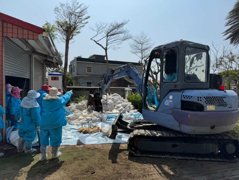 雲林水林鄉禽場爆發禽流感疫情，防疫人員進場處置。（圖／雲林縣動植物防疫所提供）