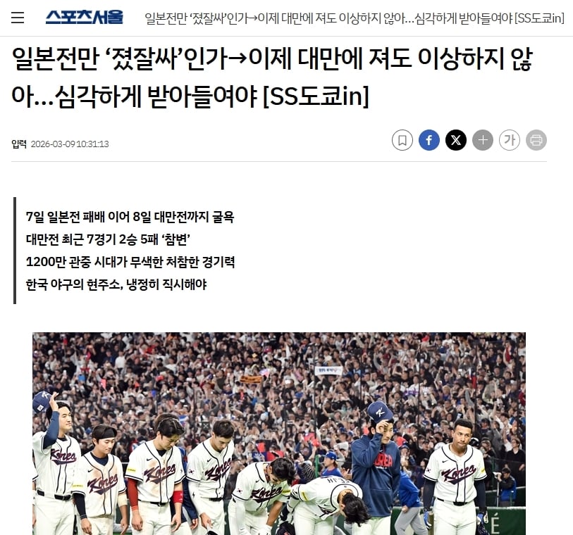經典賽／韓媒認了「過去輕視台灣棒球」！驚覺實力遭超車：輸台灣不再是慘案