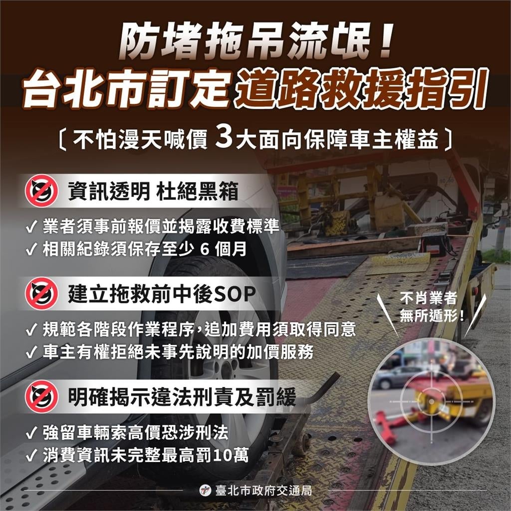 快新聞／跟天價拖吊說拜拜！北市推道路救援指引　蔣萬安：主動出擊、提出解方