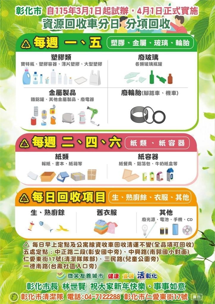 彰化市試辦分日資源回收　民怨：丟垃圾還要看日子？