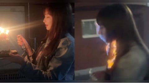 27歲女星跟風「噴火蛋糕」！烈焰燒回下巴慘遭毀容　驚悚傷照曝光