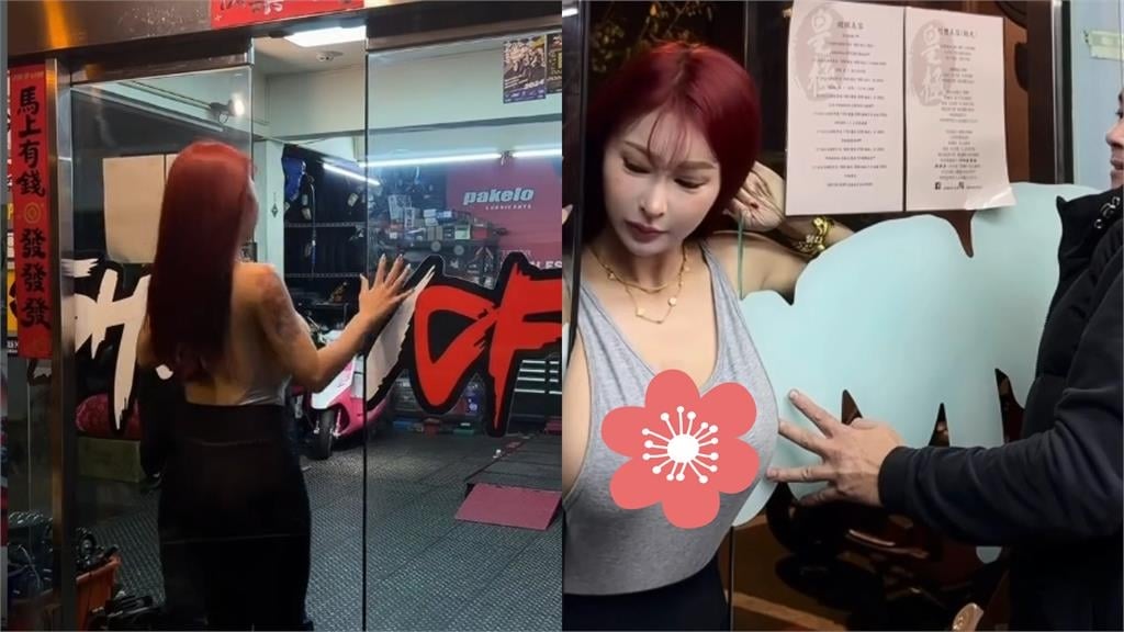 重機女神「坦克衣變形」殺進機車行！電動門突關「超兇大饅頭」被夾住　出事畫面瘋傳