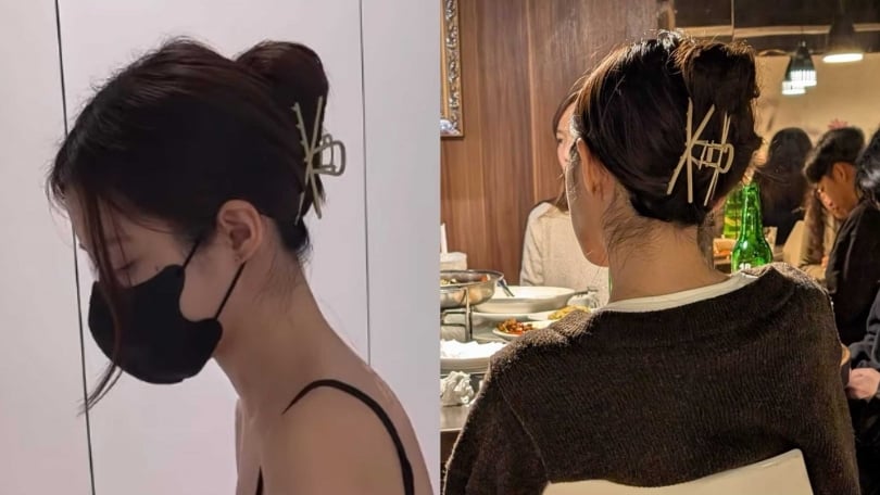 夾著鯊魚夾的Vivibabier同樣造型也曾出現在她的社群影片中。（圖／讀者提供、翻攝自「Vivibabier」黃書庭IG）