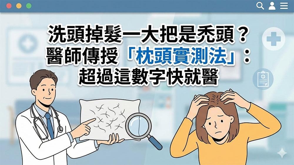洗頭掉髮一大把是禿頭？醫師分享「枕頭實測法」：超過這數字需留意！