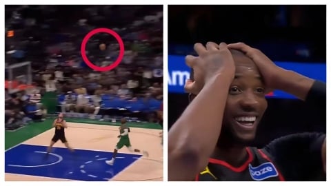 NBA(影)／一定沒看過「傳出」Logo Shot！老鷹庫明加不敢相信自己都傻眼