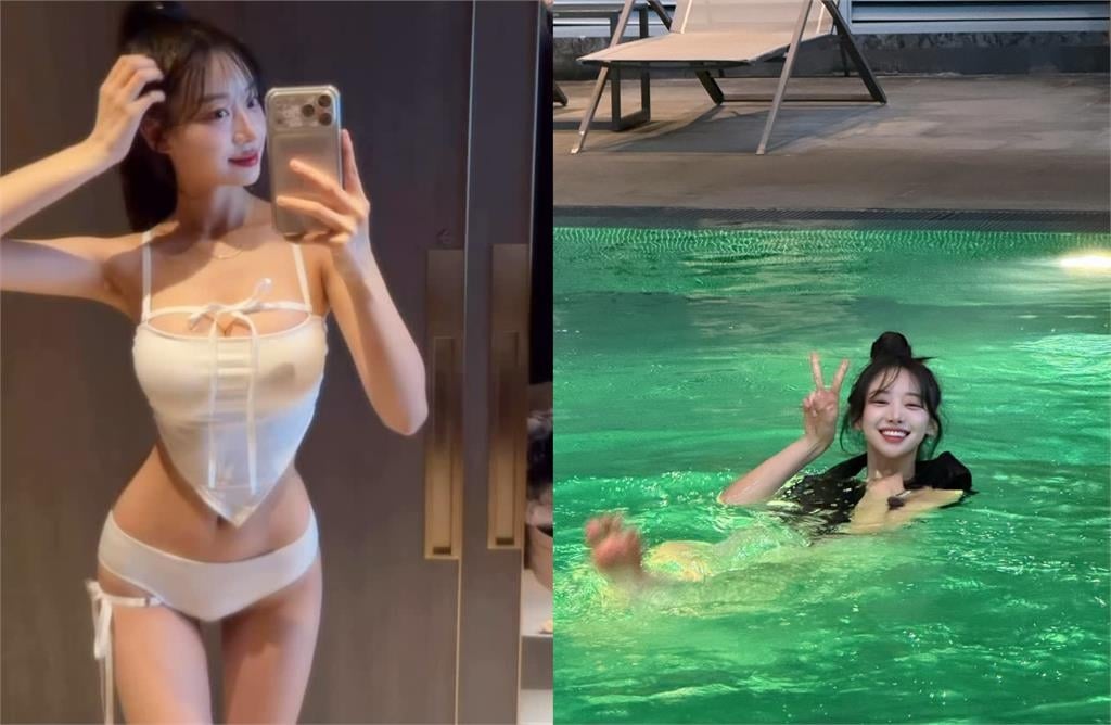 韓籍啦啦隊女神大解放「中空挖大U」！白色泳裝狂洩「絕頂S曲線」網暴動