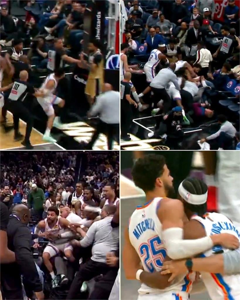 NBA(影)／球員大亂鬥打到觀眾席！雷霆巫師爆發「場邊衝突」兩人遭禁賽、3人重罰