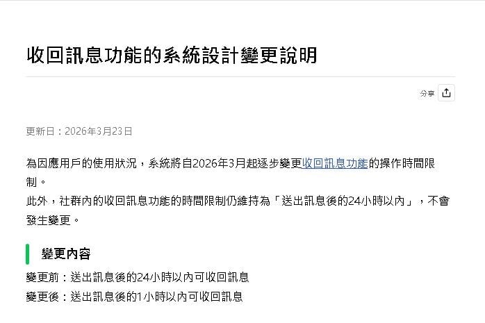 LINE「收回功能」要大改了！「調整細節曝光」官方認：即日將逐步變更