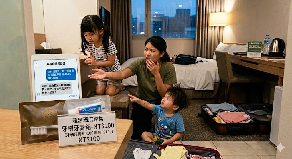 國旅再翻車？二寶媽住高級飯店要牙膏被叫「自己下樓買一組100」網炸鍋：真盤