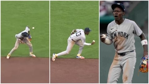 MLB(影)／171公里砲彈來襲！洋基二壘手「空手奪白刃」美技接殺　這反應力太神