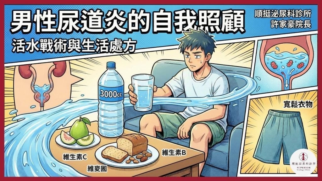 男性尿道炎自我照顧指南:補水、飲食與生活習慣成關鍵