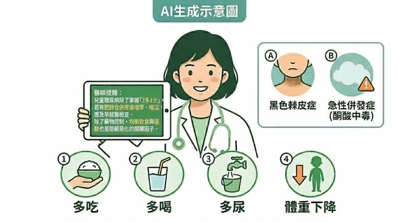 兒糖病1/兒童「3多1少」別輕忽 醫示警:糖尿病常因酮酸中毒發現