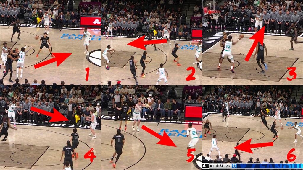 NBA(影)／這球太美妙！黃蜂球三弟「一顆三分、六次傳球」海電東區倒數第三籃網