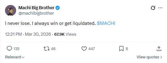 黃立成在X發文強調「要嘛贏要嘛被清算」，引發熱議。（圖／翻攝自X，@machibigbrother）