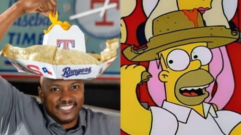 MLB／最狂穿搭！遊騎兵推「九局逆轉帽」竟是墨西哥玉米餅　復刻《辛普森家庭》迷因