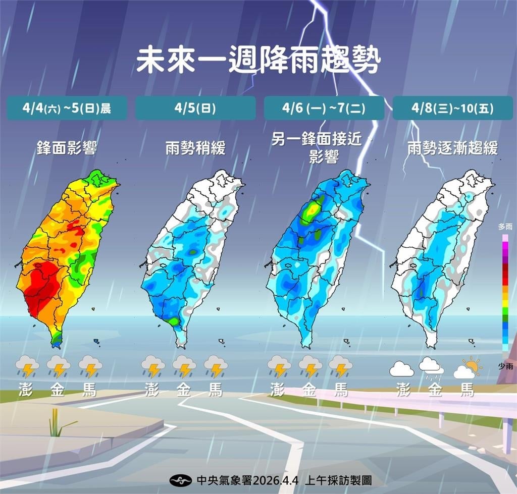 快新聞／清明連假溼答答！下波鋒面接近時間曝　氣象署這日前天氣不穩