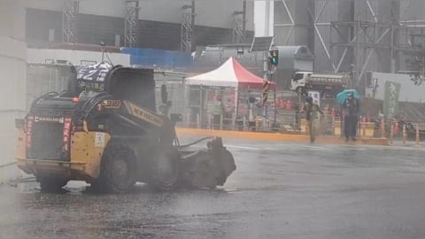 嘉義強降雨！台積電太保廠工地淹水　緊急出動小山貓清理